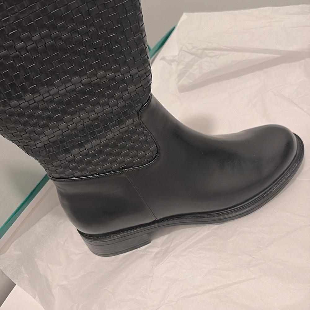 NIB [David Tate] Quest Woven Round Toe Knee-High Black Boots Womens Size 6.0 - Picture 6 of 10